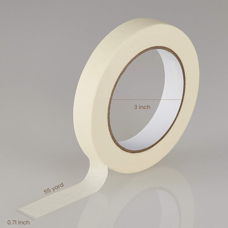 Lichamp Masking Tape 10 Pack General Purpose Beige White Color, 0.75 inch x 55 Yards x 10 Rolls (550 Total Yards), for Painting, Home, Office, School Stationery, Arts, Crafts etc. (3004) - Image 4